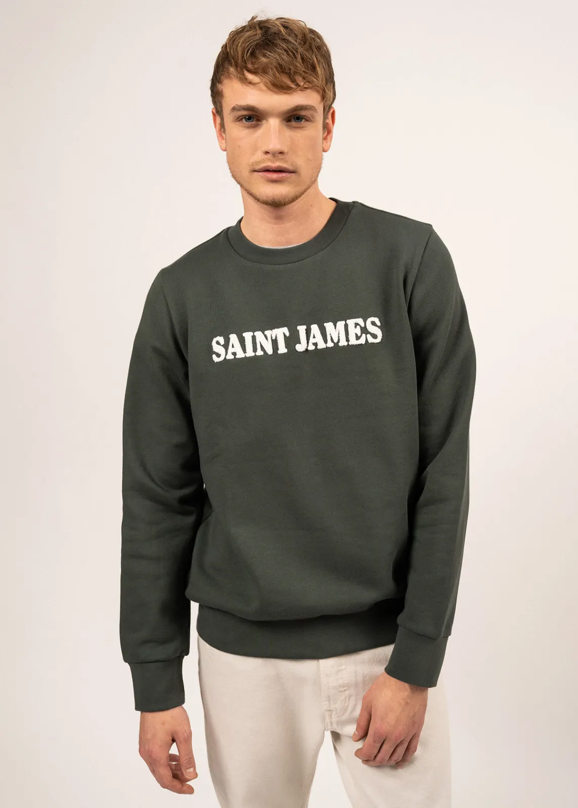 Saint James Jumpers & Cardigans*Solal sweatshirt Vegetal/blancd'hiver