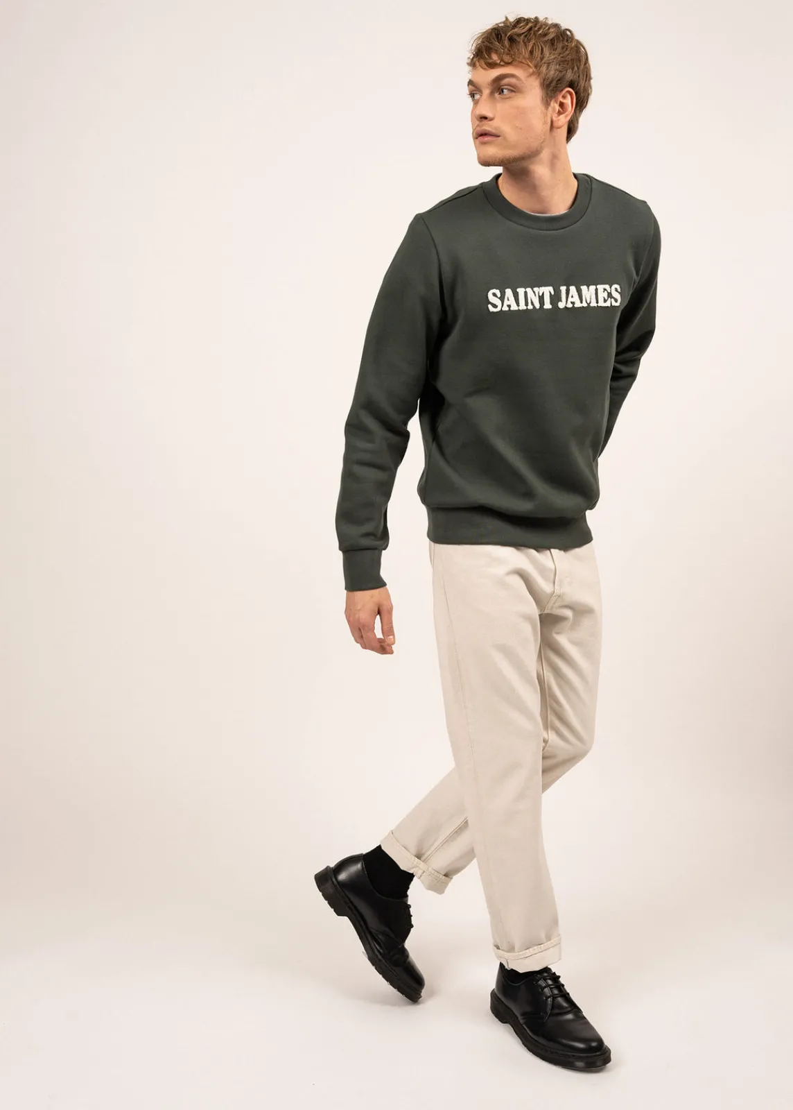 Saint James Jumpers & Cardigans*Solal sweatshirt Vegetal/blancd'hiver