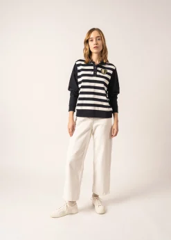Saint James Tops & Polos*Soline Cotton Polo Shirt Amiral/ecume