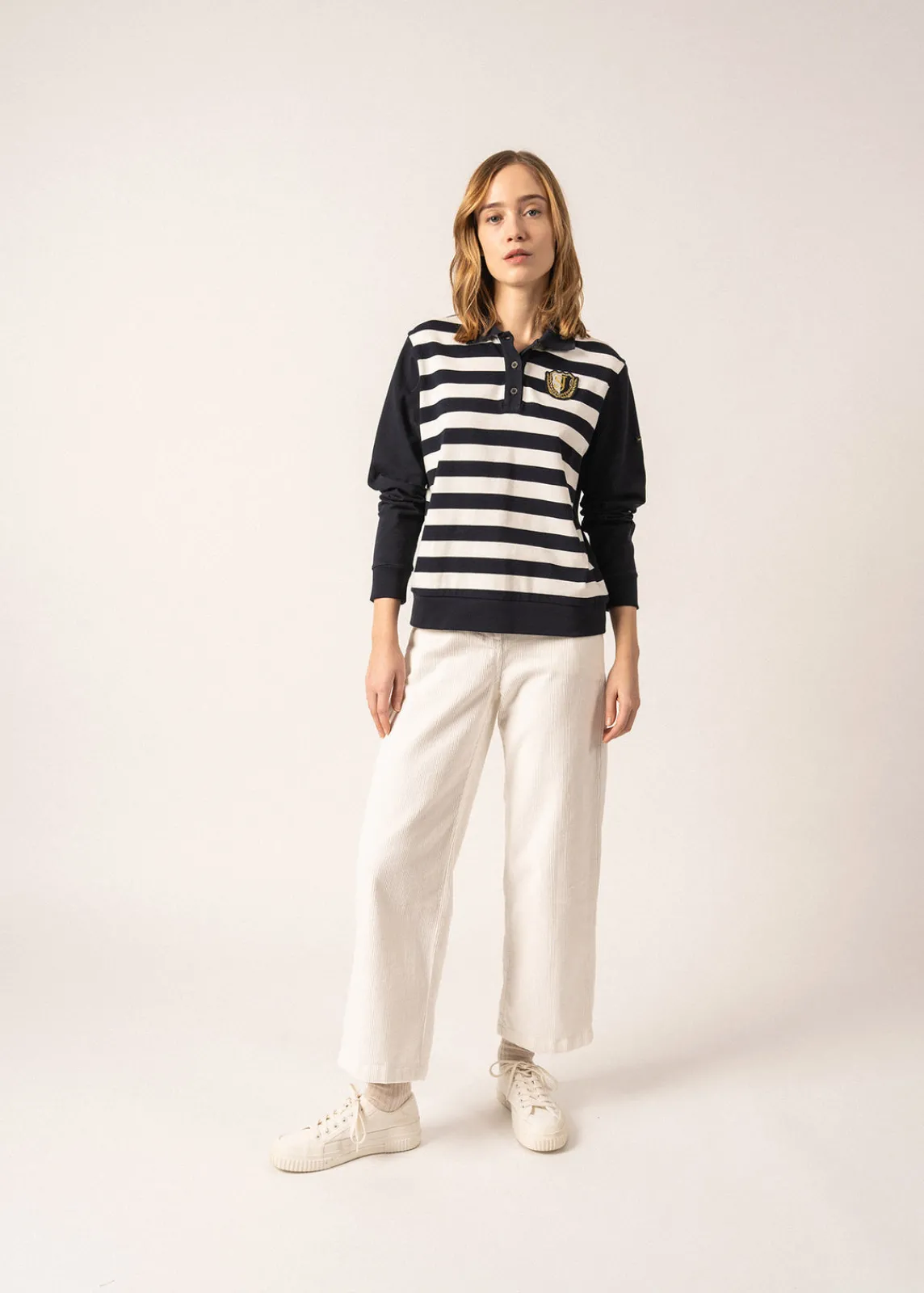 Saint James Tops & Polos*Soline Cotton Polo Shirt Amiral/ecume