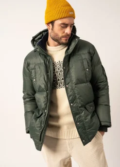 Saint James Coats*St Octave Hooded Down Jacket Vegetal/navy