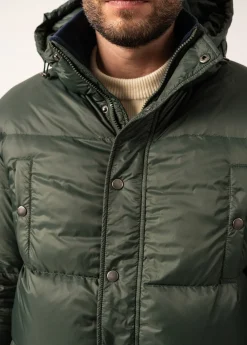 Saint James Coats*St Octave Hooded Down Jacket Vegetal/navy