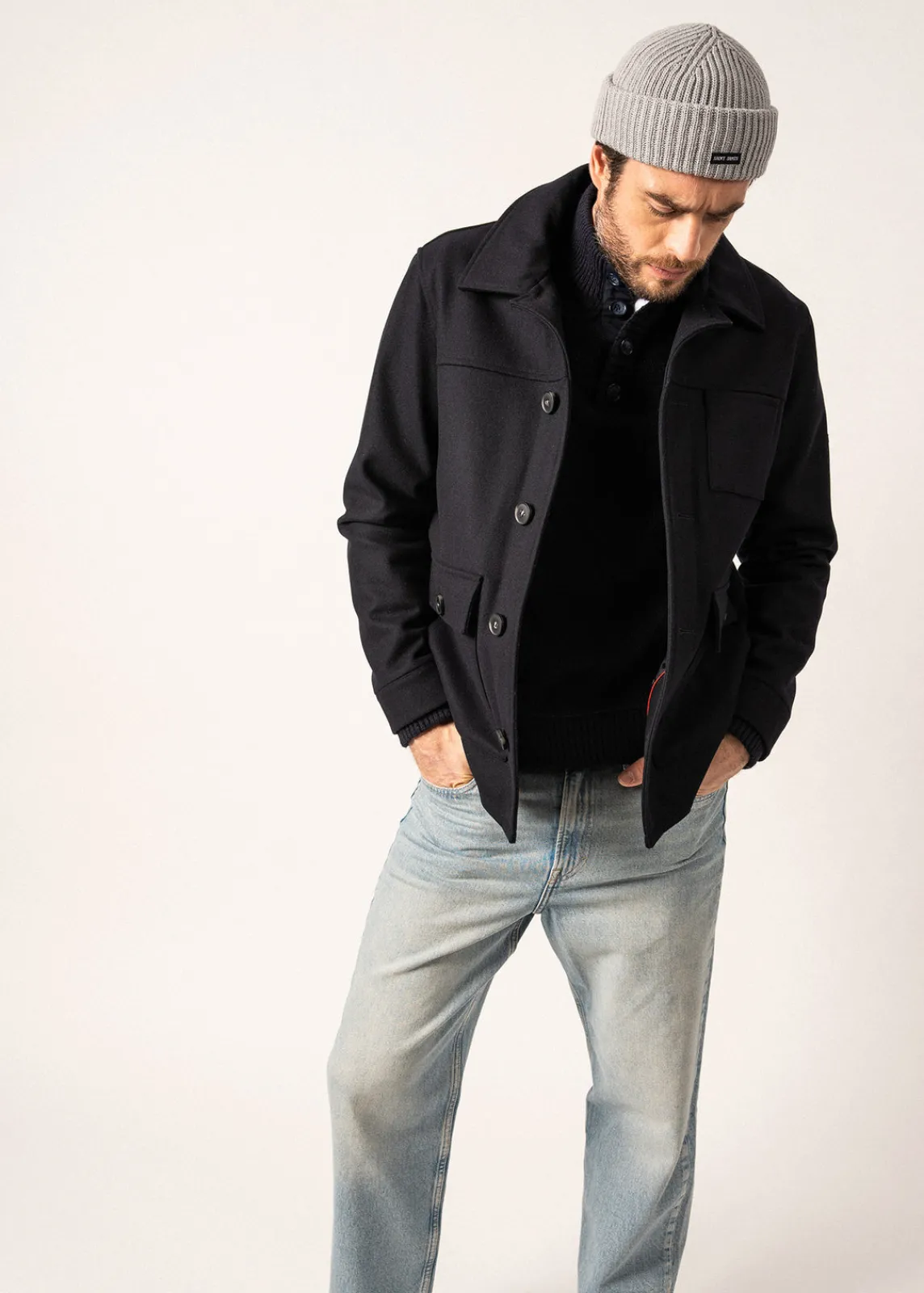 Saint James Shell Jackets & Raincoats*St Samuel Worker-style Jacket Navy
