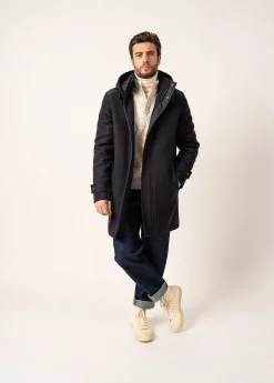 Saint James Coats*St Sydney Long Wool Coat Navy