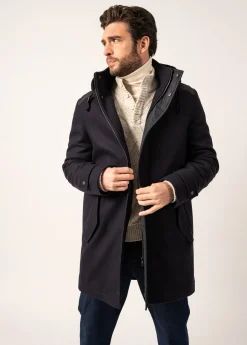 Saint James Coats*St Sydney Long Wool Coat Navy