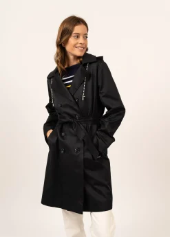 Saint James Coats & Peacoats*Ste Honorine hooded trenchcoat Navy