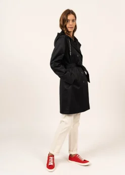 Saint James Coats & Peacoats*Ste Honorine hooded trenchcoat Navy