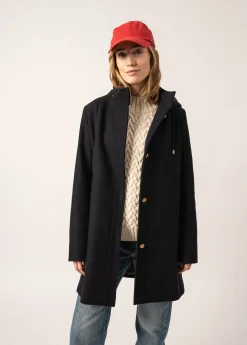 Saint James Coats & Peacoats*Ste Katia Hooded Coat Navy