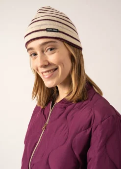 Saint James Accessories*Striped sailor hat Ecru/prune