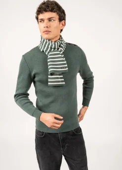 Saint James Accessories*Striped scarf Vegetal/ecru