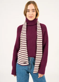 Saint James Accessories*Striped scarf Ecru/prune