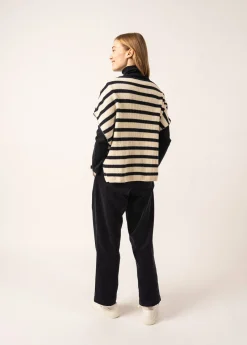 Saint James Jumpers, Cardigans, Jackets*Striped Wool Poncho Ecume/navy