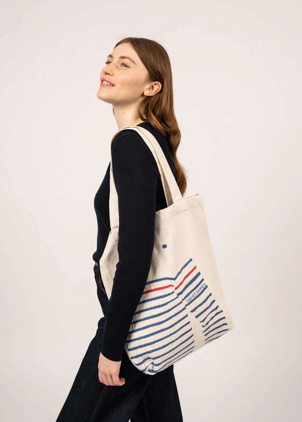 Saint James Accessories*Tote bag in recycled cotton Ecru/gitane