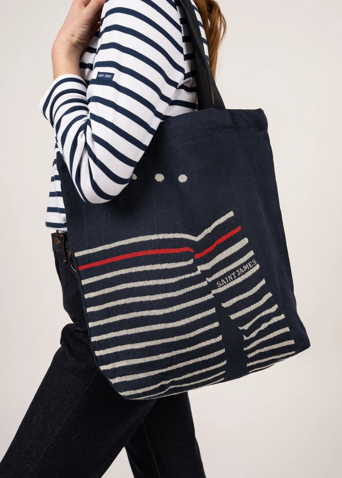 Saint James Accessories*Tote bag in recycled cotton Marine/ecru