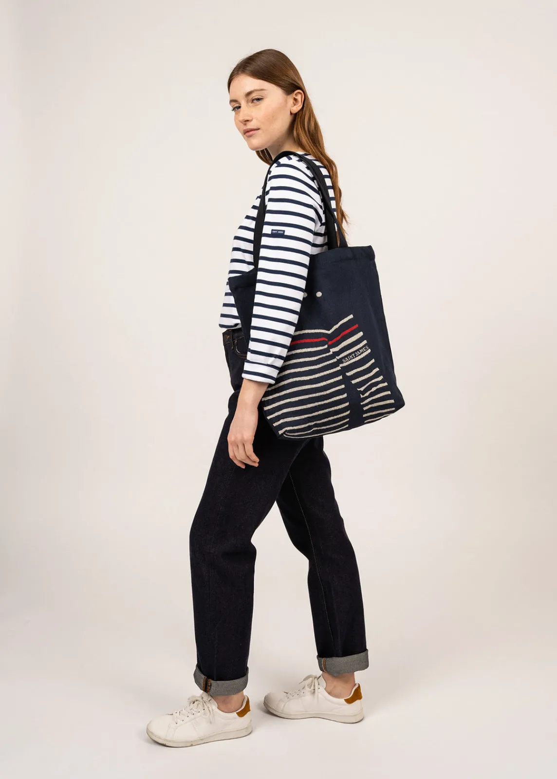 Saint James Accessories*Tote bag in recycled cotton Marine/ecru