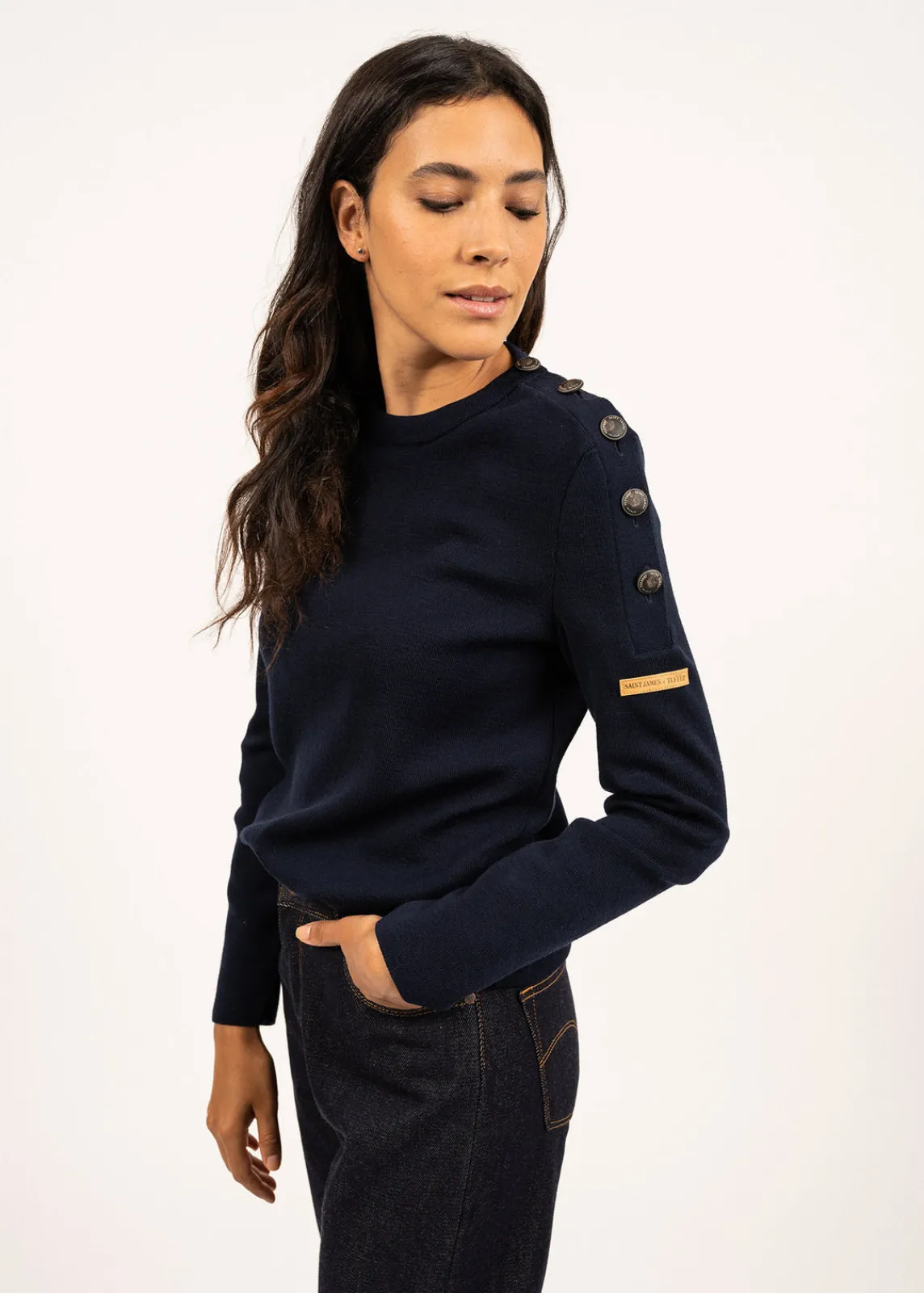 Saint James Jumpers, Cardigans, Jackets*Transmission sailor jumper in Merino wool Marine