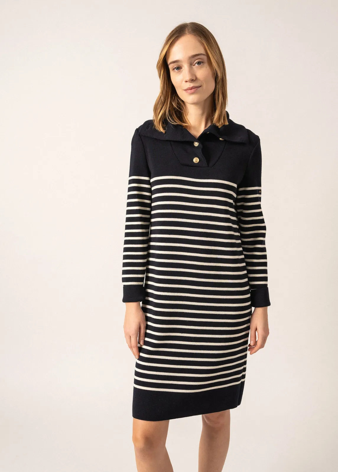 Saint James Dresses & Skirts*Vague Striped Wool Dress Navy/ecume