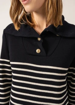 Saint James Dresses & Skirts*Vague Striped Wool Dress Navy/ecume