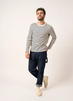 Saint James Sailor Striped Shirts|Sailor Striped Shirts*Valognes Round Neck Breton Shirt Ecru/marine