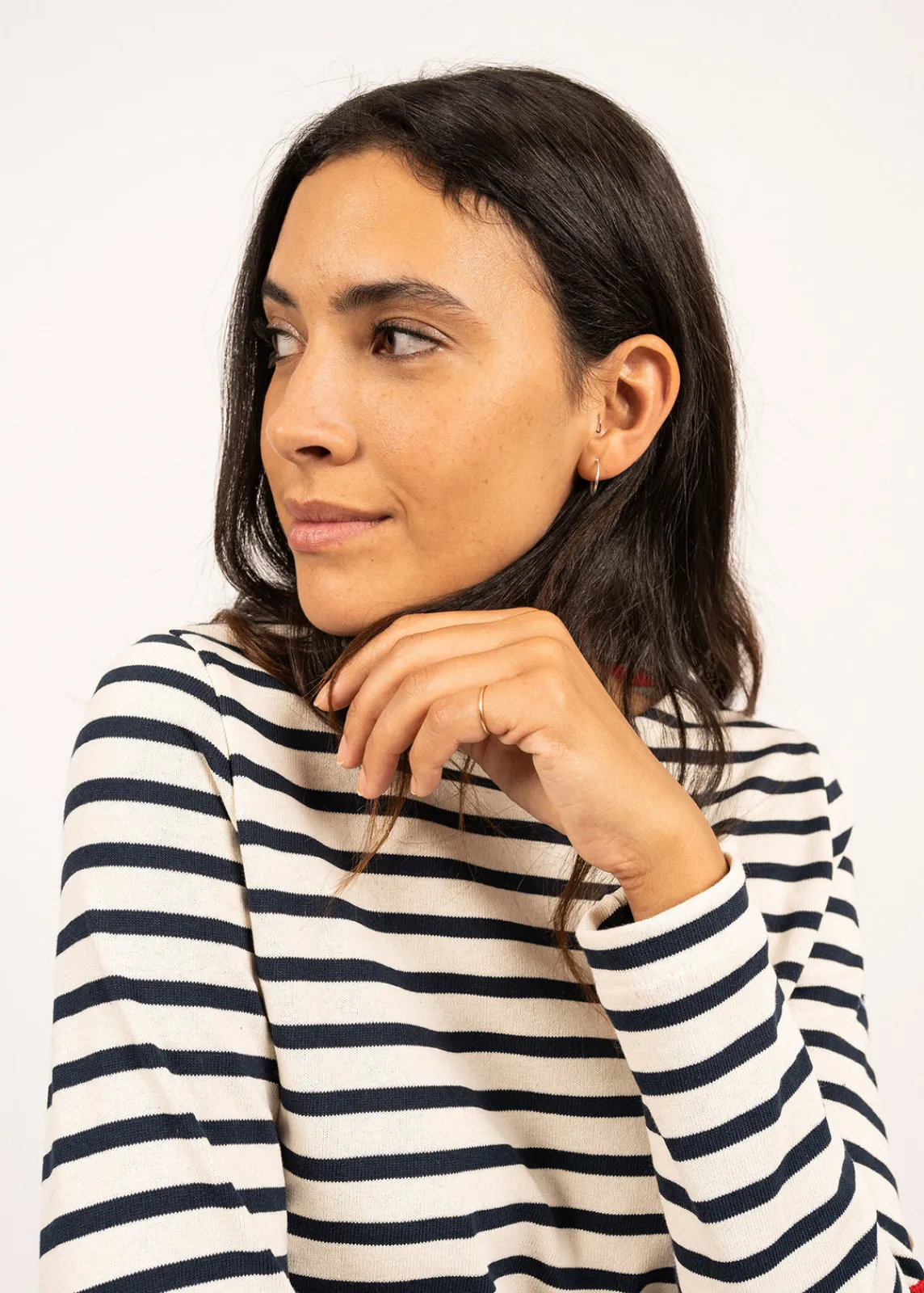 Saint James Sailor Striped Shirts*Vaujany striped sailor shirt Ecru/marine