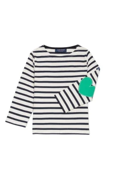 Saint James Sailor Striped Shirts|Sailor Striped Shirts*Vaujany striped sailor shirt for kids Ecru/marine/trefle