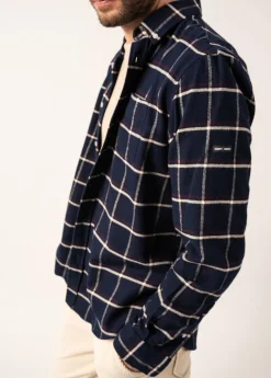 Saint James Shirts*Vicente Checked Shirt Navy/prune