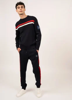 Saint James Trousers & Shorts*Viking wool pants with contrasting stripes Navy/ecume/tulipe