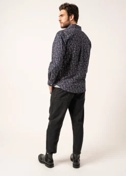 Saint James Shirts*Vinny Floral Patterned Shirt Amiral/prune