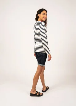 Saint James Sailor Striped Shirts*Vire sailor striped shirt with a contrasting collar Ecru/marine/tulipe
