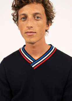 Saint James Jumpers & Cardigans*Wool jumper with contrasting V neck Navy