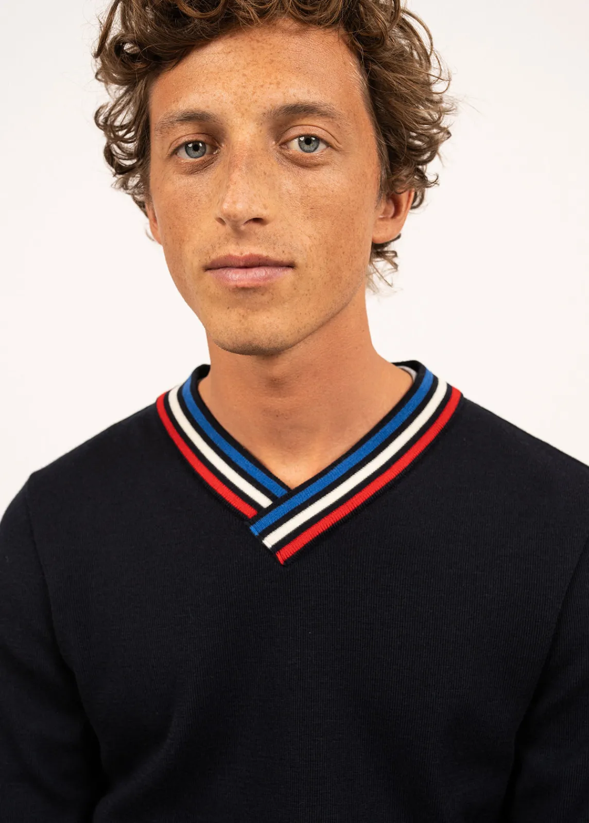 Saint James Jumpers & Cardigans*Wool jumper with contrasting V neck Navy