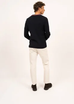 Saint James Sailor Jumpers|Sailor Jumpers*Wool jumper with contrasting V neck Navy