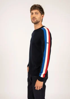 Saint James Jumpers & Cardigans*Wool raglan sleeve jumper Navy/gitane/ecume/tulipe