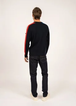 Saint James Jumpers & Cardigans*Wool raglan sleeve jumper Navy/gitane/ecume/tulipe
