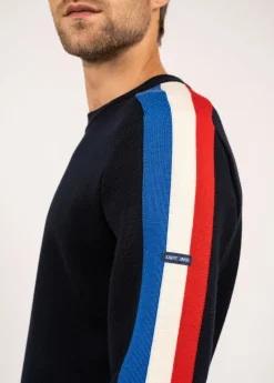 Saint James Jumpers & Cardigans*Wool raglan sleeve jumper Navy/gitane/ecume/tulipe