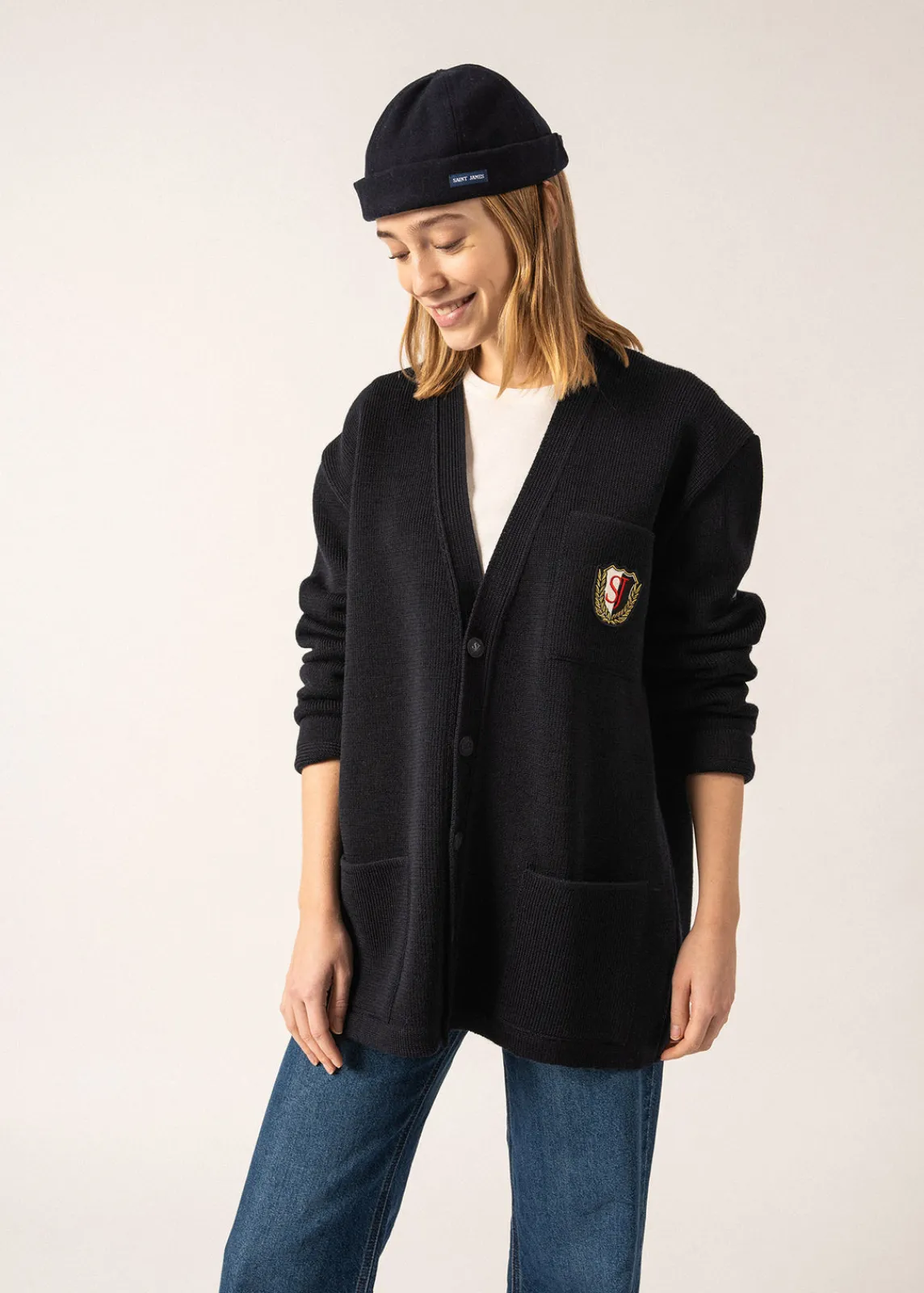 Saint James Jumpers & Cardigans*Yachting Réédit Wool Cardigan Navy