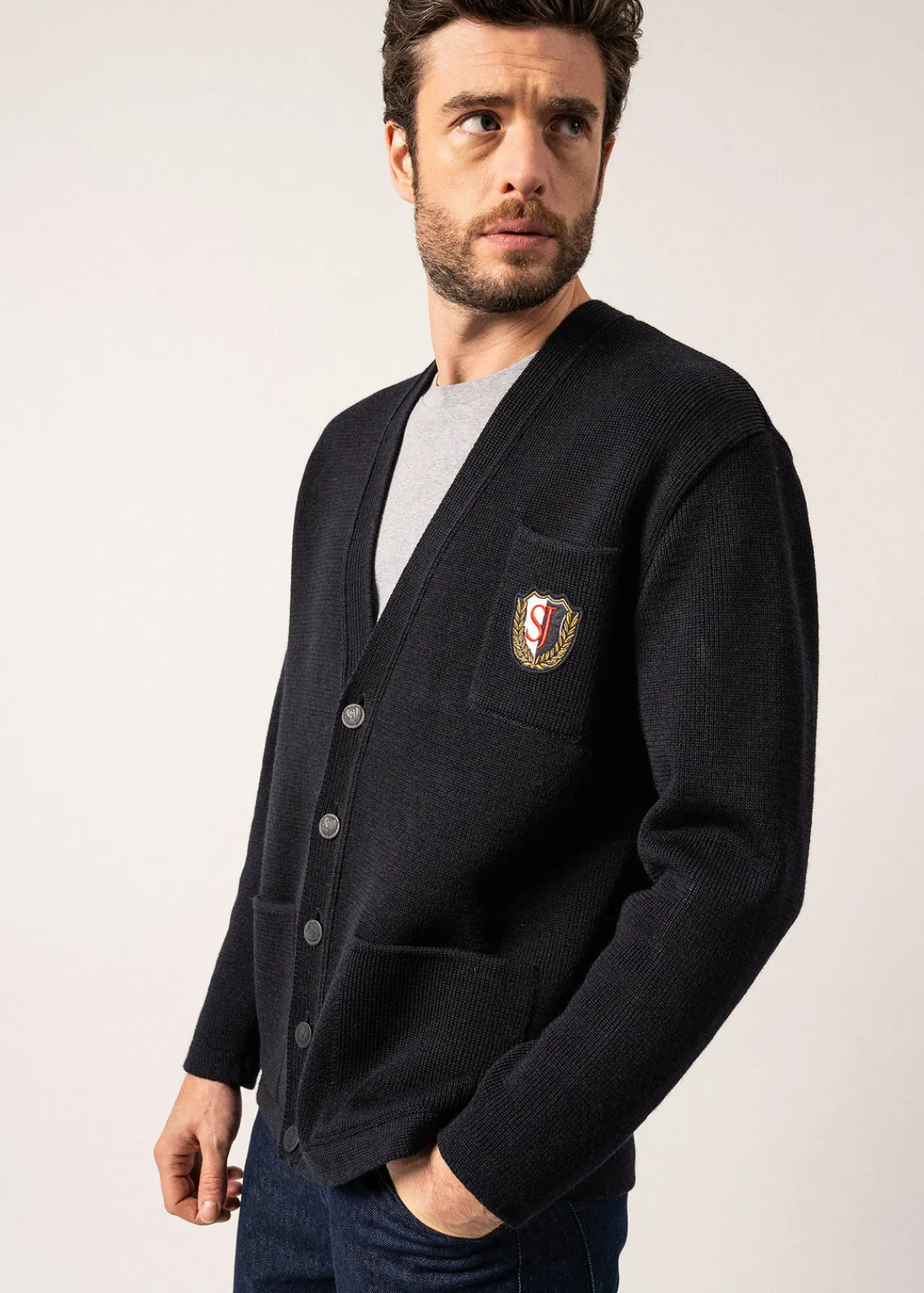 Saint James Jumpers & Cardigans*Yachting Réédit Wool Cardigan Navy