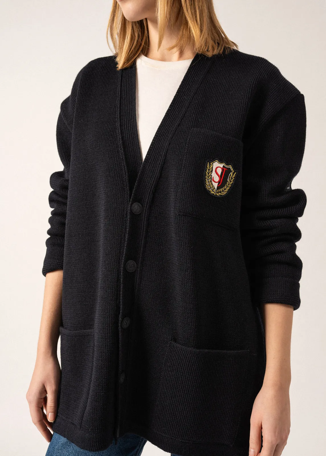 Saint James Jumpers & Cardigans*Yachting Réédit Wool Cardigan Navy